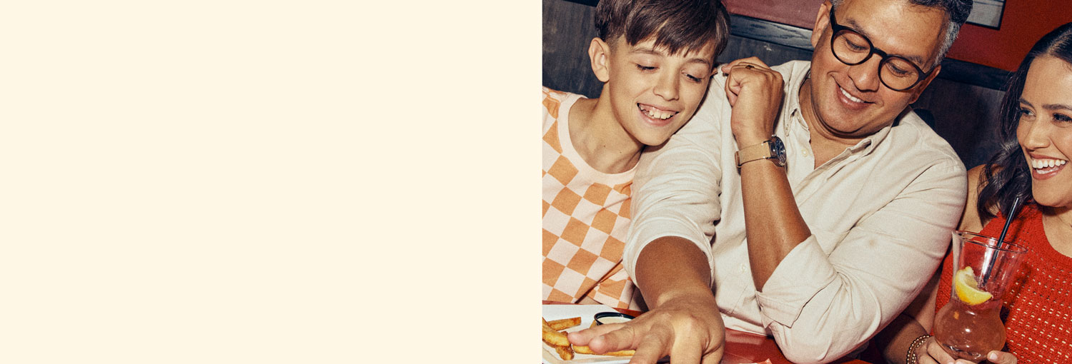 Father and son enjoying Red Robin